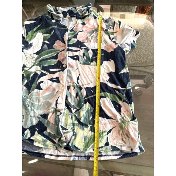 Floral Button-Down Lounge Shirt By Stars Above M Lightweight Fabric Tropical Pri - Picture 4 of 6